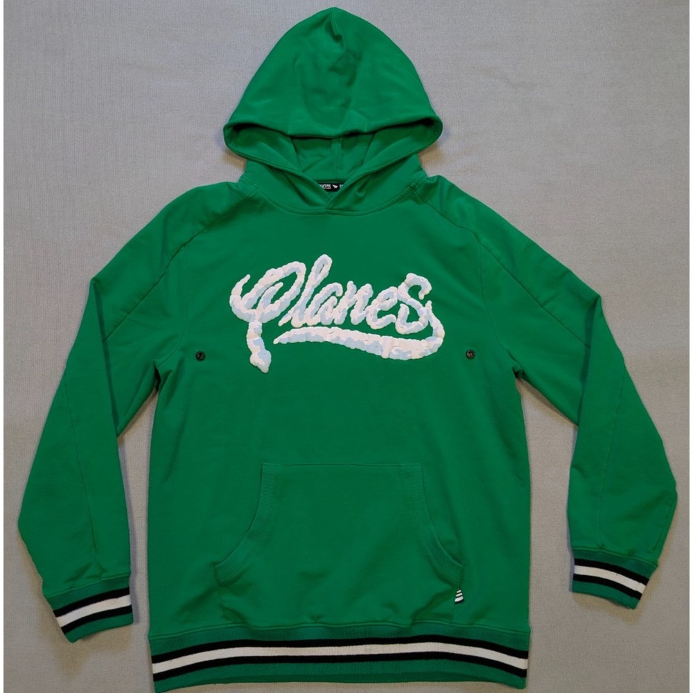Paper Planes Hoodie Mens Large Green Skywriter Jay-Z Roc Nation Cloud Graphic